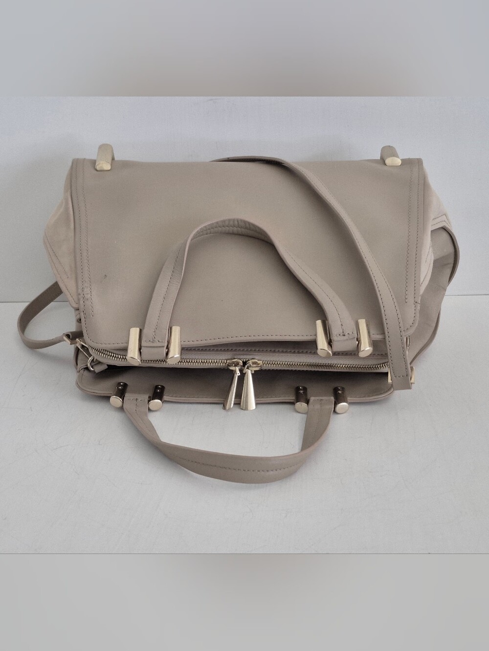 Zac Posen Daphne Taupe Structured Satchel with Detachable Shoulder Strap - Picture 7 of 15